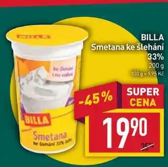 Billa Billa smetana ke šlehání 33% 200 g nabídka