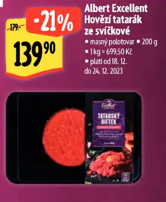 Albert Albert Excellent Hovězí tatarák ze svíčkové nabídka