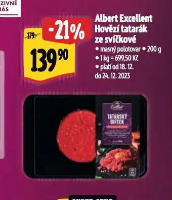 Albert Albert excellent hovězí tatarák ze svíčkové nabídka