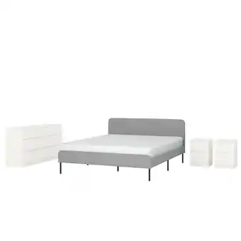 IKEA Slattum / kullen nábytek do ložnice, sada 4 kusů, knisa světle šedá/bílá, 160x200 cm nabídka