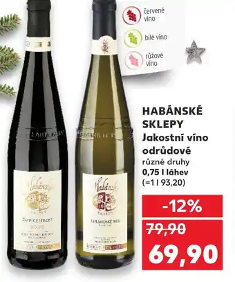 Kaufland HABÁNSKÉ SKLEPY Jakostní víno odrůdové nabídka