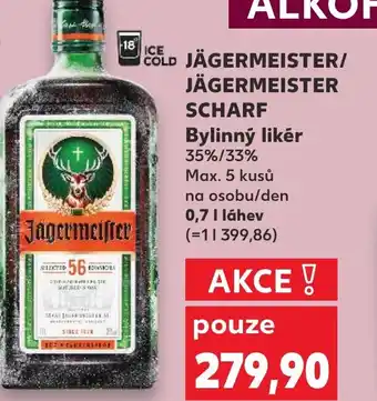 Kaufland JÄGERMEISTER/ JÄGERMEISTER SCHARF Bylinný likér nabídka