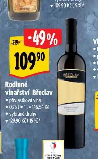Albert Rodinné vinařství břeclav 0,75 l nabídka