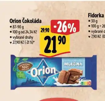 Albert Orion čokoláda nabídka