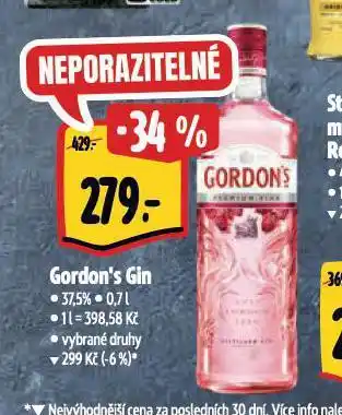Albert Gordon's gin nabídka