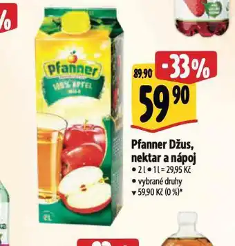 Albert Pfanner džus, nektar a nápoj nabídka