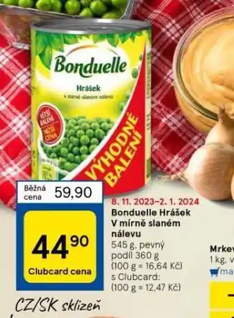 Tesco Bonduelle hrášek nabídka