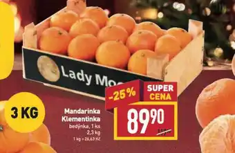Billa Mandarinky klementinky nabídka