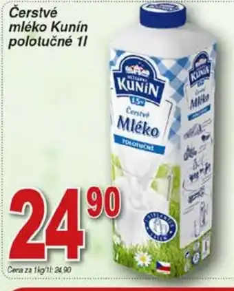 Hruška Čerstvé mléko Kunín polotučné 1L nabídka