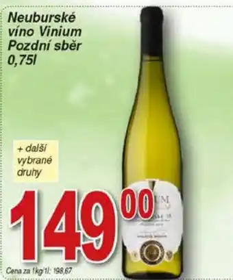 Hruška Neuburské víno Vinium Pozdní sběr 0.75L nabídka