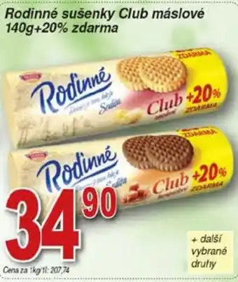 Hruška Rodinné sušenky Club máslové 140g+20% zdarma nabídka