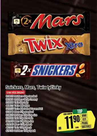Tamda Foods Snickers, Mars, Twix tyčinky nabídka