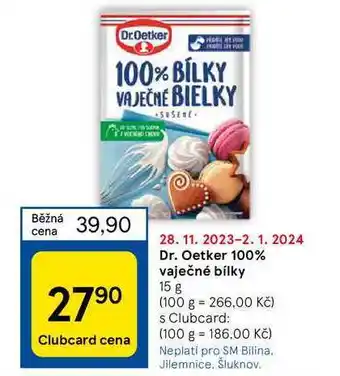 Tesco Dr. oetker 100% vaječné bílky 15 g nabídka