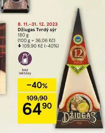 Tesco Džiugas tvrdý sýr 180 g nabídka