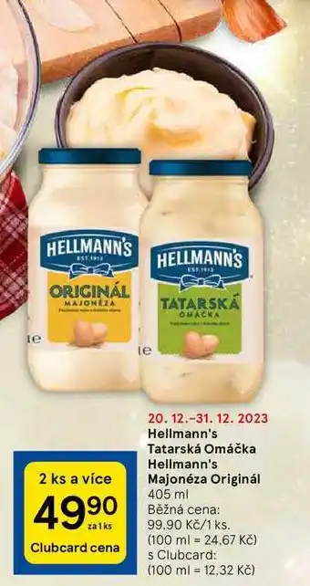 Tesco Hellmann's tatarská omáčka hellmann's majonéza originál 405 ml nabídka