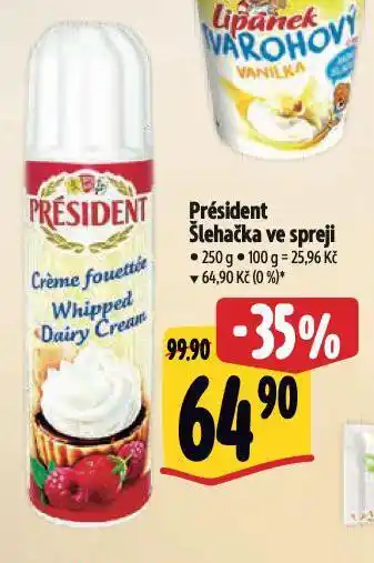Albert Président šlehačka ve spreji nabídka