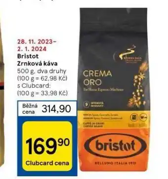 Tesco Bristot zrnková káva nabídka