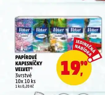 Penny Market Velvet papírové kapesníky nabídka