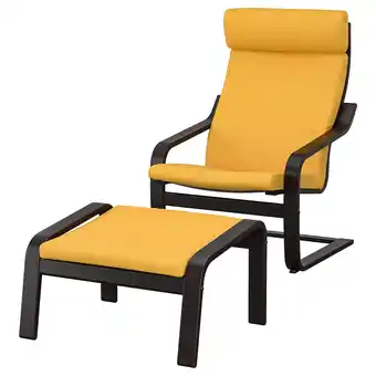 IKEA PoÄng Křeslo s podnožkou, černohnědá/skiftebo žlutá nabídka