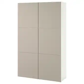 IKEA Bestå úložná sestava s dvířky, bílá/lappviken světle šedobéžové, 120x42x193 cm nabídka