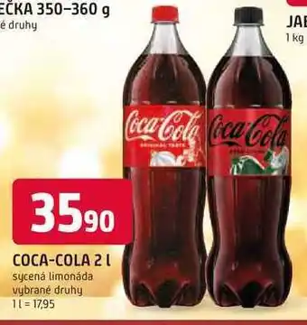 Trefa Coca-cola 2l, vybrané druhy 2l nabídka