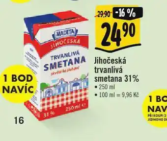 Albert Jihočeská trvanlivá smetana 31% nabídka