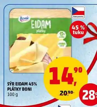 Penny Market Sýr eidam 45% plátky boni, 100 g nabídka