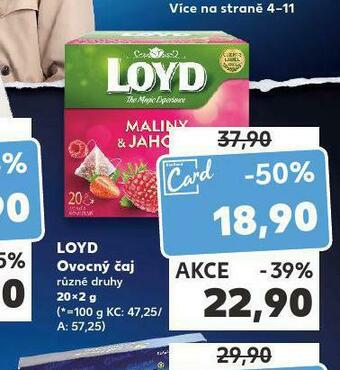 Kaufland Loyd ovocný čaj nabídka