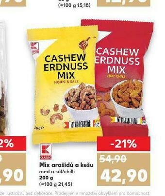 Kaufland Mix arašídů a kešu nabídka