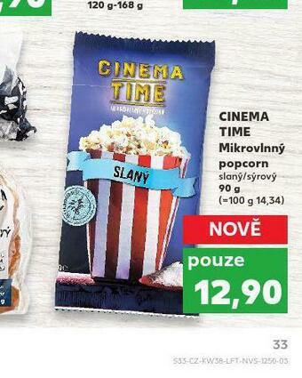 Kaufland Cinema time mikrovlnný popcorn nabídka