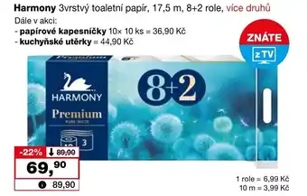 Barvy a laky drogerie Harmony 3vrstvý toaletní papír nabídka