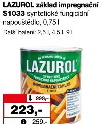 Barvy a laky drogerie LAZUROL základ impregnační S1033 nabídka