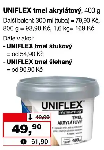 Barvy a laky drogerie UNIFLEX tmel akrylátový, 400 g nabídka