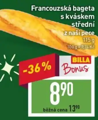 Billa Francouzská bageta s kváskem střední z naší pece nabídka
