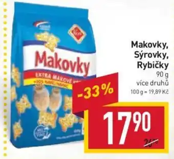 Billa Makovky, Sýrovky, Rybičky nabídka