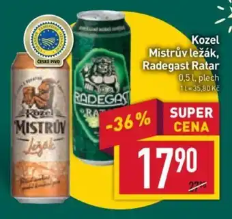 Billa Kozel Mistrův ležák, Radegast Ratar nabídka