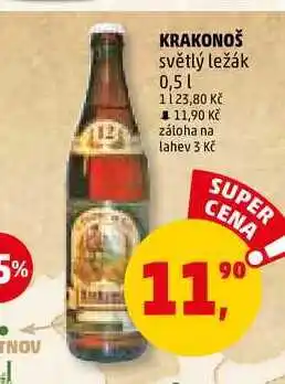 Penny Market Krakonoš světlý ležák, 0,5 l nabídka