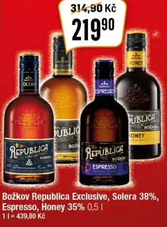 TEMPO Božkov Republica Exclusive, Solera 38%, Espresso, Honey 35% 0,5 L nabídka