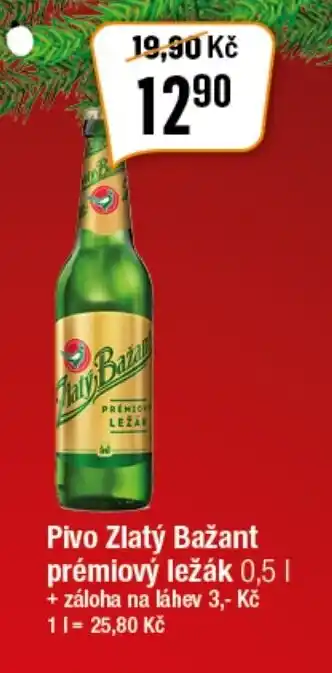 Pivo Zlatý Bažant prémiový ležák 0,5 L