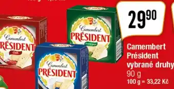 TEMPO Camembert Président vybrané druhy nabídka