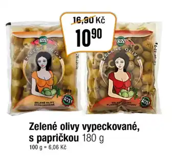 Zelené olivy vypeckované, s papričkou 180 g