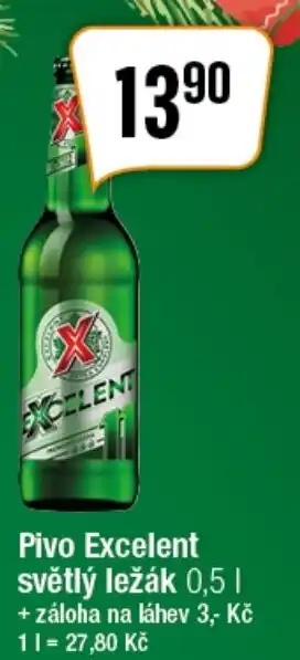 Pivo Excelent světlý ležák 0,5 l.