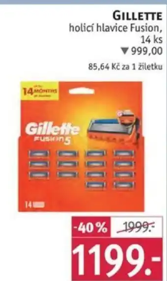 Rossmann GILLETTE holicí hlavice Fusion nabídka