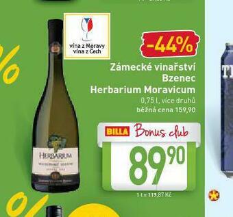Billa Zámecké vinařství bzenec nabídka