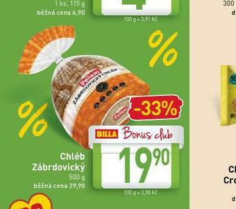 Billa Chléb zábrdovický nabídka