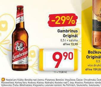 Billa Pivo gambrinus original nabídka
