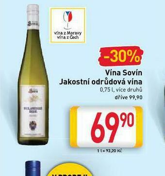 Billa Vína sovín jakostní odrůdová vína nabídka