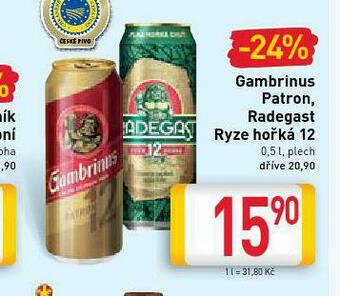 Billa Pivo radegast ryze hořká 12 nabídka