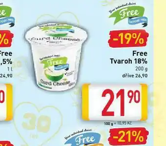Billa Free tvaroh 18% nabídka