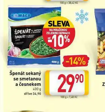 Billa Špenát sekaný se smetanou a česnekem nabídka